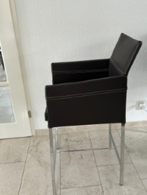 6 KFF TAXAS bar stools, brown leather