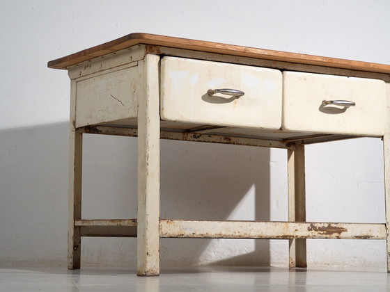 Tavolo da lavoro industriale con cassetti (c.1940) #75 – Tavoli da pranzo, Iron, Rustic (photo 19 of 40)
