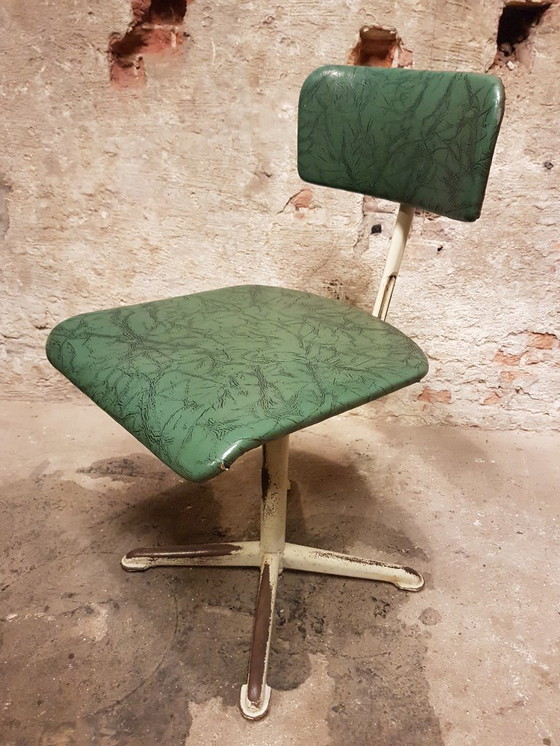 Image 1 of Selection of 4 industrial work chairs from the 1940s and 1950s