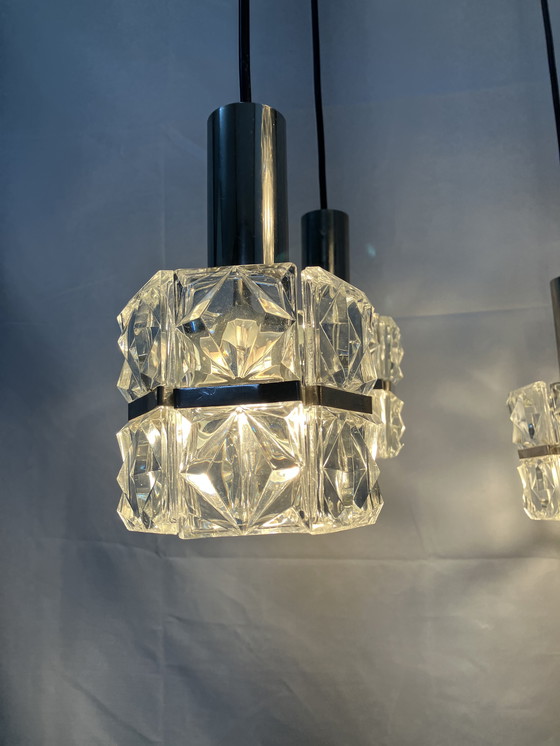 Image 1 of Lampadario Kinkeldey o lampada a sospensione a cascata con vetro di cristallo