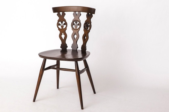 Image 1 of Set of 6 Mid-Century Elm Dining Chairs by Ercol – Vintage English Chairs, 1960s