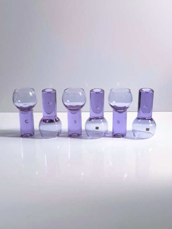 Image 1 of 6 Vintage Aperitif Gläser Sergio Asti Chamäleon Aperitivo Alexandrit Brutalist Space Age Drink Gläser Bubble Neodymium Italien 7