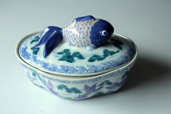 Image 1 of Pot à poisson chinois en céramique - Pot à hareng - Céramique - Vintage