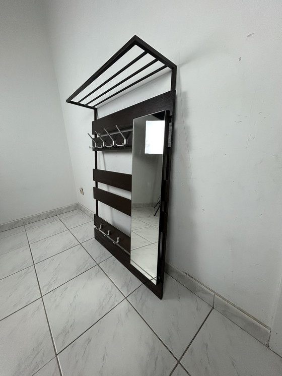 Image 1 of Vintage wall coat rack with mirror and hat rack