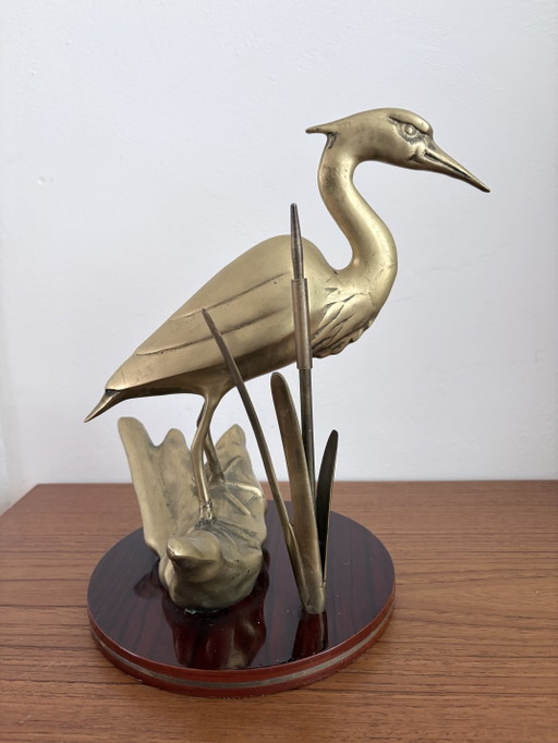 Estatua de garza de bronce – decoratieve objecten, Brass