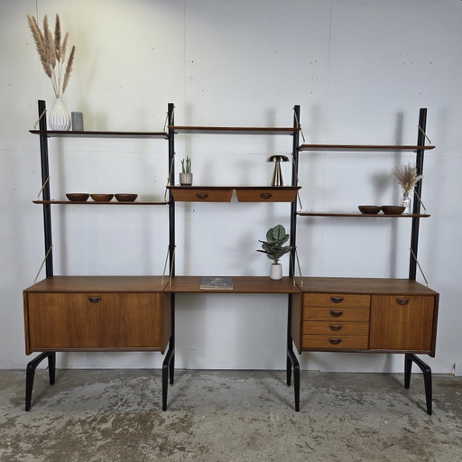 Louis van Teeffelen, libreria Wébé a parete in teak vintage anni '60