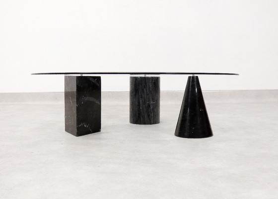 Image 1 of Table basse vintage italienne en marbre avec plateau en verre