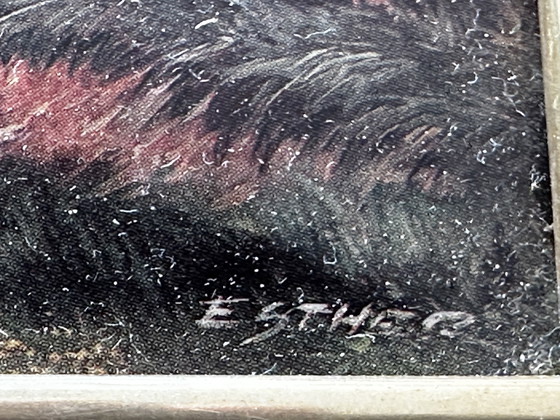 Image 1 of Miniatur-Emaillemalerei auf Metall, signiert Esther