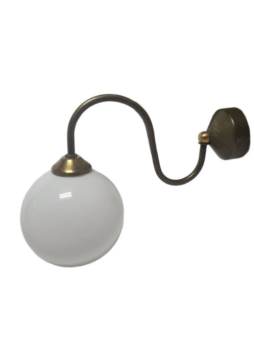 Art Deco wandlamp, Polen, jaren 1950 – wandlampen, Glass, Metal (photo 2 of 7)