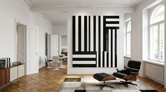 XXL Ausführung - Hyper Modern Abstrakt Minimalismus Schwarz Weiss auf 5 mm Acrylglas 140x140 Cm – Kunstdrucke (photo 4 of 6)