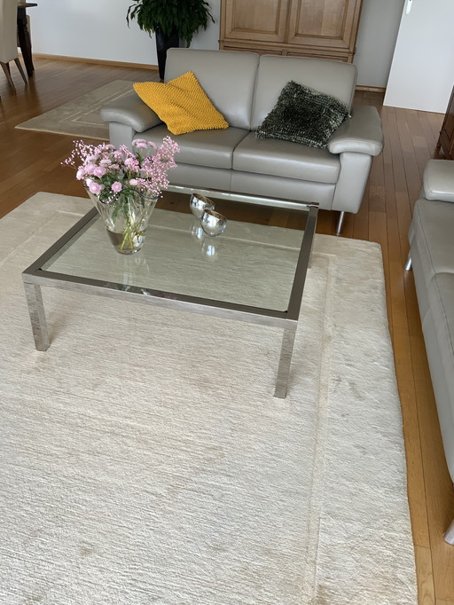 Coffee table glass + nickel