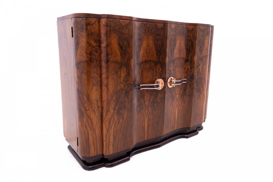 Image 1 of Art Deco walnut commode cabinet, Western Europe, mid-20th century.
