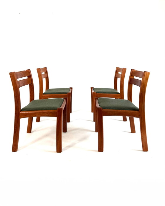 4x restored Dining chair, Dyrlund ‘70, Wood, Wool, Brown (photo 6 of 12)