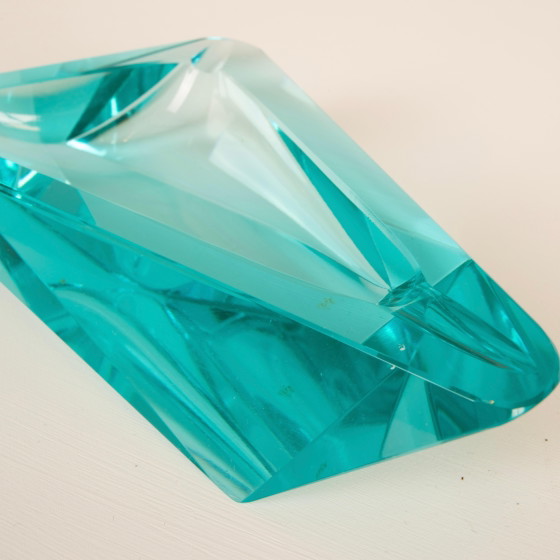 Blauwe kristallen asbak Fontana Arte Stijl, Italië 1970 – Ingrand, Tafelaccessoires, Crystal (photo 24 of 26)