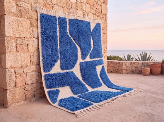 Alfombra bereber azul hecha a mano a medida con diseño especial, 2/3 m – Aime Té, Wool (photo 8 of 8)