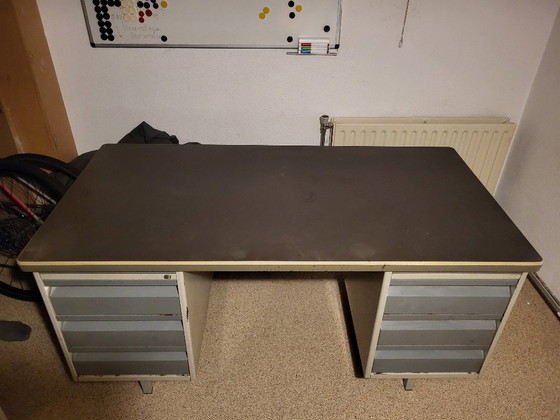 Image 1 of Vintage Steel Blerk Desk 151x76cm, gray