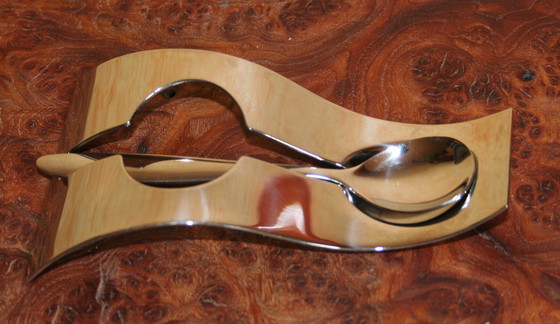 Image 1 of Set of 3 vintage egg holders with spoon by Weis in box