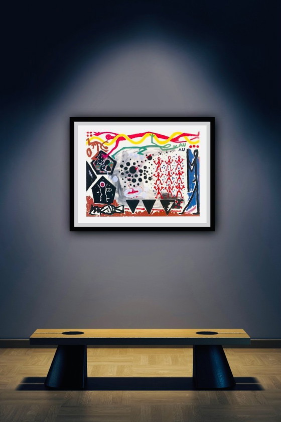 Image 1 of A.R. Penck: "Ereignis in NY II, 1983". Offsetlithographie in ausgezeichnetem Zustand.