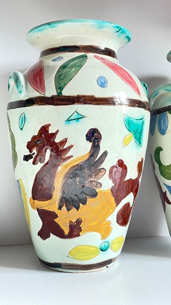 Image 1 of Vintage Italy VASES DRAGON Pattern