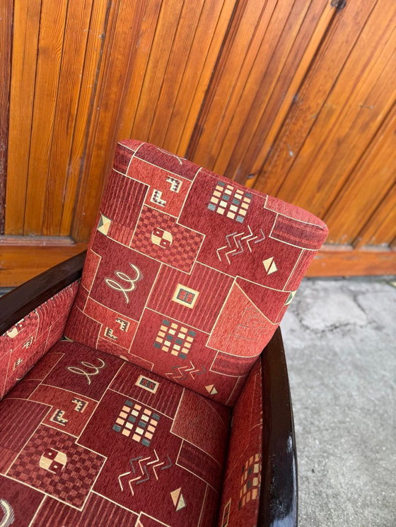Fauteuil Art Déco avec nouveau revêtement à motifs, années 1930 – Bois, Art Deco (photo 7 of 7)