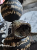 Abstract sculpture buffalo horns and wood