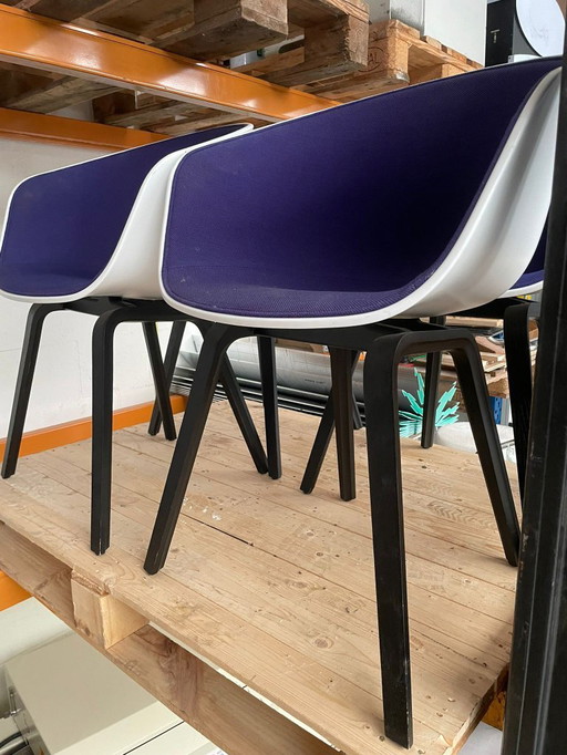 5x HAY about a chair AAC22 dining chairs white - Upholstered interior purple
