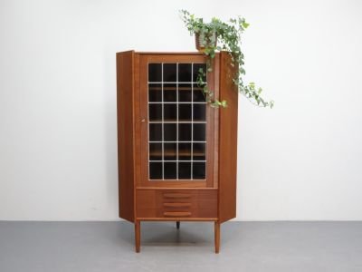 Vintage Corner Cabinet / Teak Glass / Drawers Glass Door / Denmark, Storage cabinet, Mid Century Modern (photo 5 of 5)
