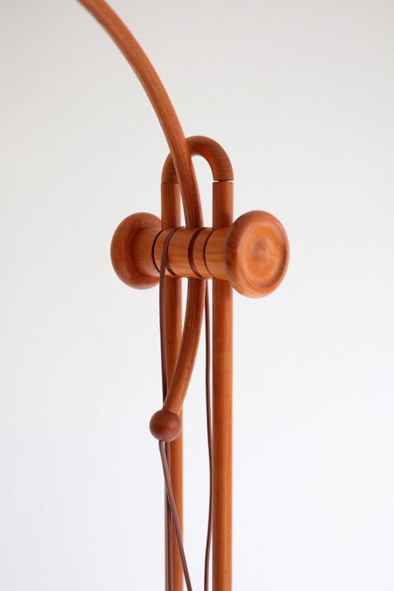 Lampadaire Vintage Domus, réglable en hauteur – Bois, Textile (photo 3 of 9)