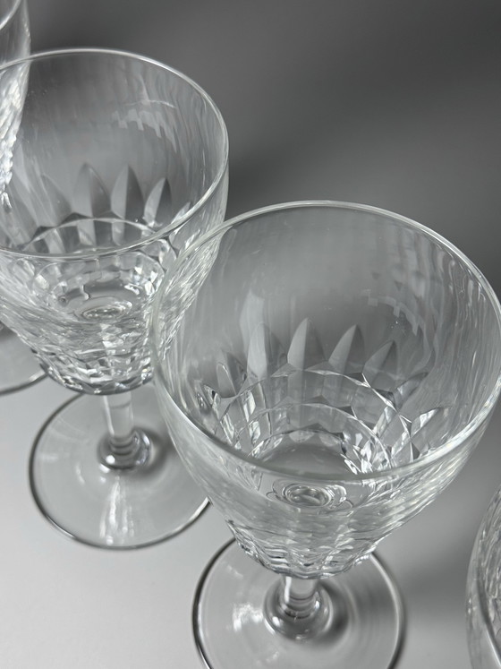Image 1 of Set van 6 grote kristallen wijn- of waterglazen – Val Saint Lambert “Service Mery” – Art Deco