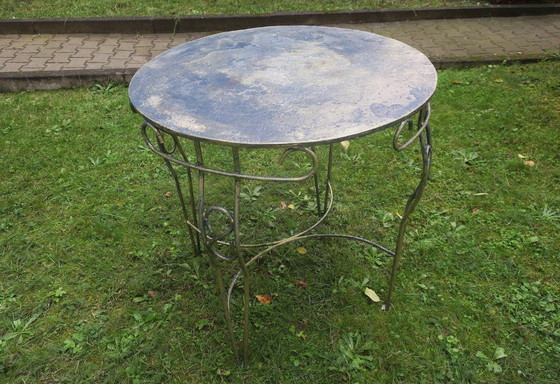 Image 1 of Mid Century Painted Iron Patio or Garden Table, 1960s