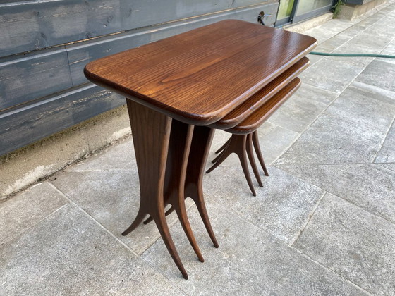 Image 1 of Set of 3 nesting tables by Raphaël Raffel Raphael Scandinavian style vintage 60s 1960