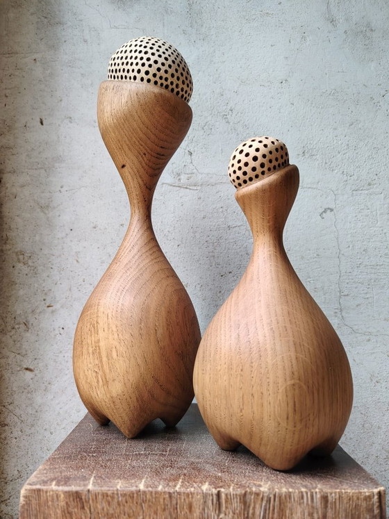 Lot de deux sculptures en chêne massif, Bois, Crème (photo 4 sur 9)