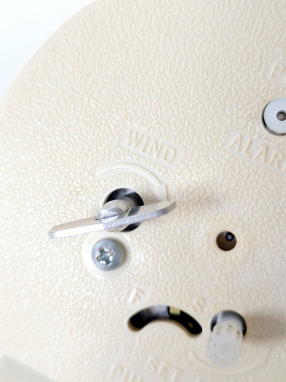 Image 1 of Vintage 1970s Westclox Alarm Clock | Cream and Turquoise, Made in USA