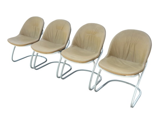 4x Sedia Vintage “Sabrina”, Gastone Rinaldi per Thema, Italy – Sedie da pranzo, Metal, Skai (photo 2 of 14)