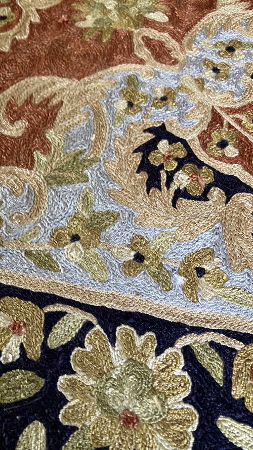 Autentico tappeto del Kashmir (88x154 cm) – Ricamato a mano – Lana su cotone


