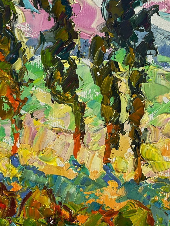 Image 1 of Original Oil Painting Nature Landscape Summer In the Sunny Meadows