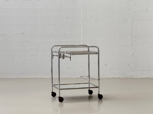 French Art Deco bar trolley with removable oil lamps, 1940s