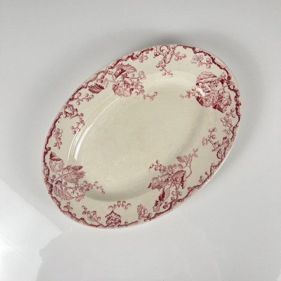 Image 1 of Piatto ovale in gres porcellanato KG Lunéville, "Fontainebleau", rosa, XIX secolo