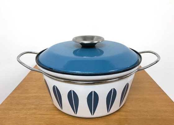 Image 1 of 60s 70s Vintage Cathrineholm of Norway Enamel Lotus Saucepan