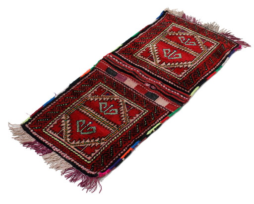 Original Handgeknüpfte Salz Tasche Aus Echter Wolle, Khurjin, Afghan Deco 70x50 cm