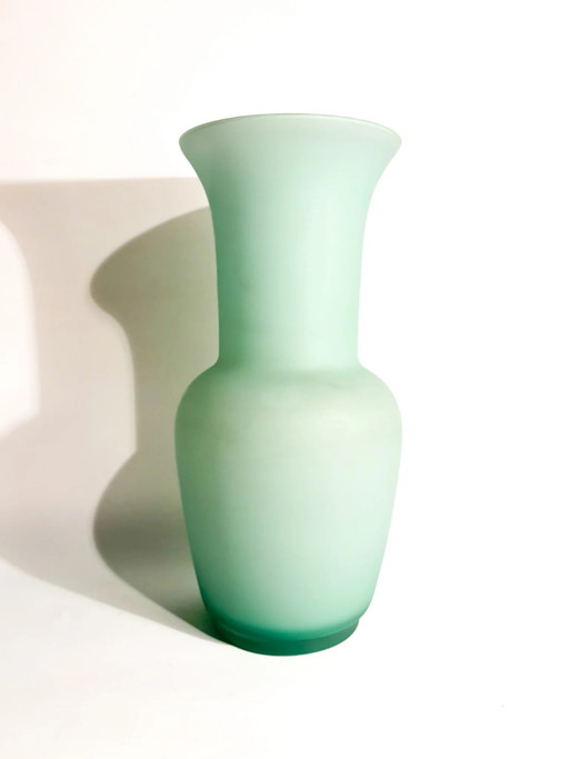 1980s Opalescent Aqua Green Cased Murano Glass Vase – vazen (photo 2 of 7)