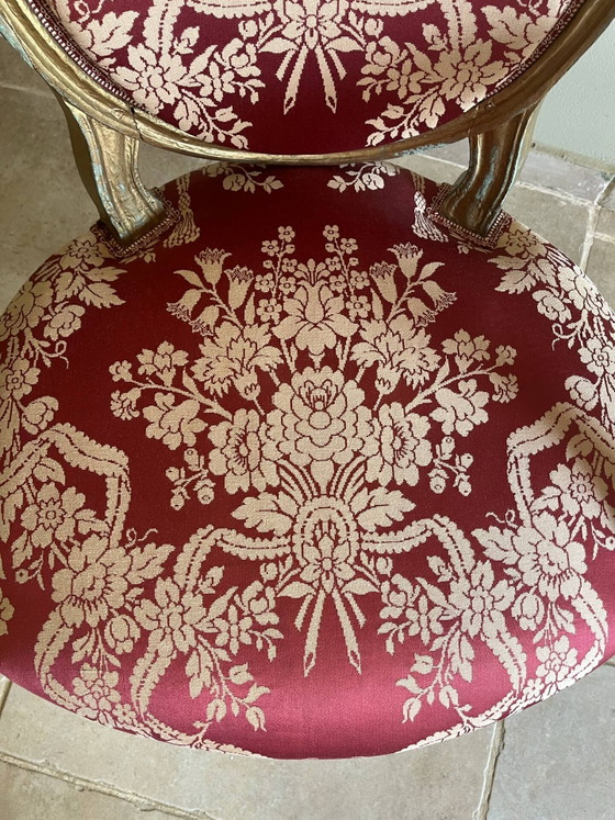 Fauteuil cabriolet Louis XVI en bois doré – dossier médaillon et tissu – Wood (photo 7 of 22)
