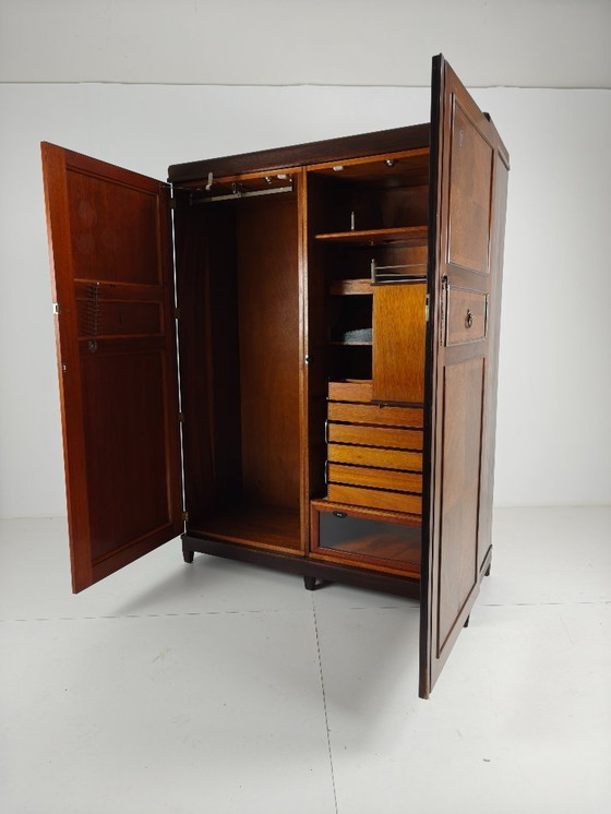 Image 1 of Beautiful English Art Deco Compactom Ltd Men's Wardrobe from the 1920s