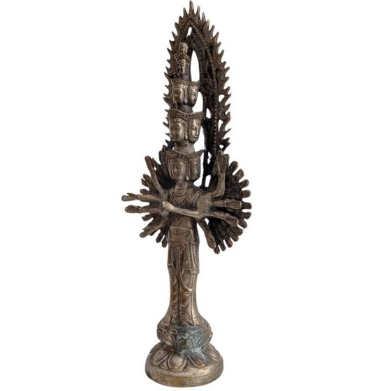 Antieke Bronzen Guanyin Met Duizend Armen – China, Qing-Periode – 127 – Beeldhouwkunst (photo 2 of 10)