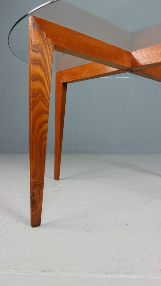 Image 1 of Table basse Gio Ponti pour Isa Bergamo en chêne avec plateau rond en cristal, 1957