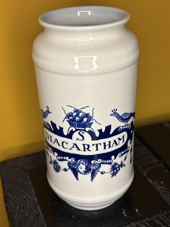 Image 1 of Vintage InterPharm Apothekerspot – Blu/Wit Keramiek – Unicum PR-1