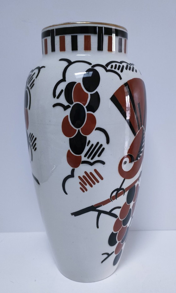 Image 1 of Art Deco vase by Keller Guérin, "Ceylon" bird