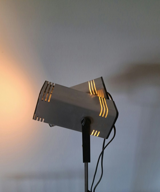 Lampadaire vintage Space Age à double spot – Style FASE Madrid – Argent – Metal, Plastic (photo 8 of 8)