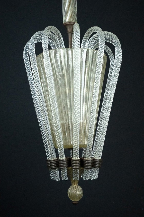 Image 1 of Raro lampadario in vetro di Murano Art Déco di Archimede Seguso, Italia, anni '30