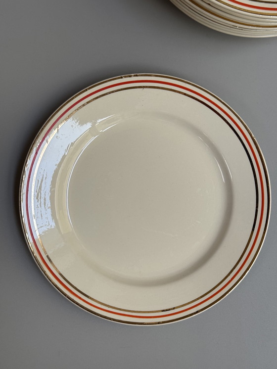 Image 1 of Set di 12 piatti da dessert o da colazione vintage Boch Frères - anni '40